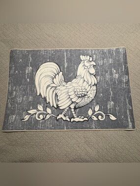 Temp-tations 2'x3' Rooster Grey Washable Nonslip Kitchen Mat Rug Temptations New